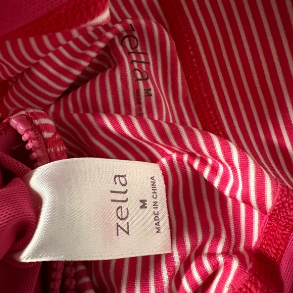 Zella Pink/White Stripes Zip Up Jacket*2 Way Zipper, size M - Picture 6 of 9